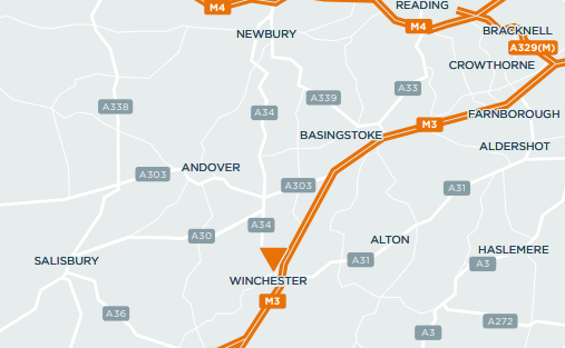 Winchester, Wykeham Trade Park Location map